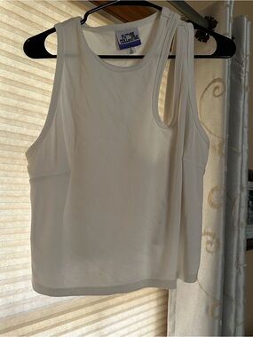 Future Collective Women's White Ribbed Tank with Scoop Neck